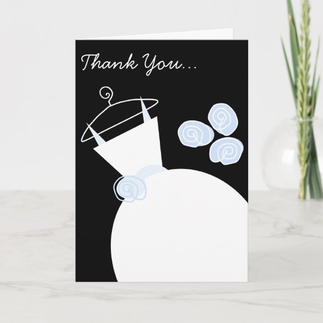 Tarjeta De Agradecimiento Boda Gown Blue 'Gracias dama de honor' negro (Anverso)