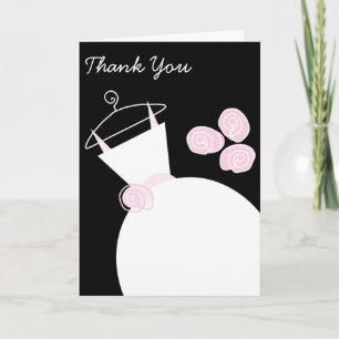 Tarjeta De Agradecimiento Boda Gown Pink 'Gracias a ti' vertical negro