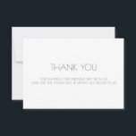 Tarjeta De Agradecimiento Boda Gracias<br><div class="desc">Un simple boda de tipografía gracias con un mensaje de texto en la parte delantera y el nombre de la pareja en la parte posterior de la tarjeta de nota.</div>