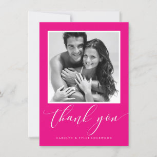 Tarjeta De Agradecimiento BODA GRACIAS A LA caligrafía fotográfica rosada
