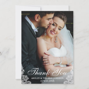 Tarjeta De Agradecimiento Boda Gracias a Lace Trim Photo