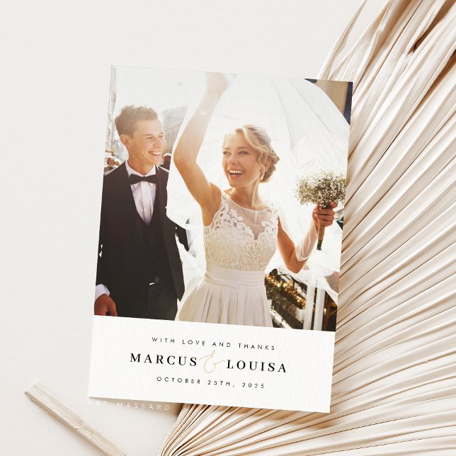 Tarjeta De Agradecimiento BODA GRACIAS A USTED foto modernista y elegante am (Subido por el creador)