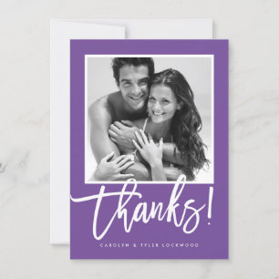 Tarjeta De Agradecimiento BODA GRACIAS A USTED simple caligrafía púrpura