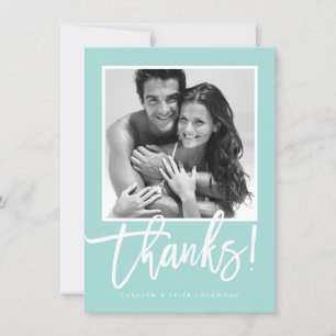 Tarjeta De Agradecimiento BODA GRACIAS A USTED simple calligrafía menta blan