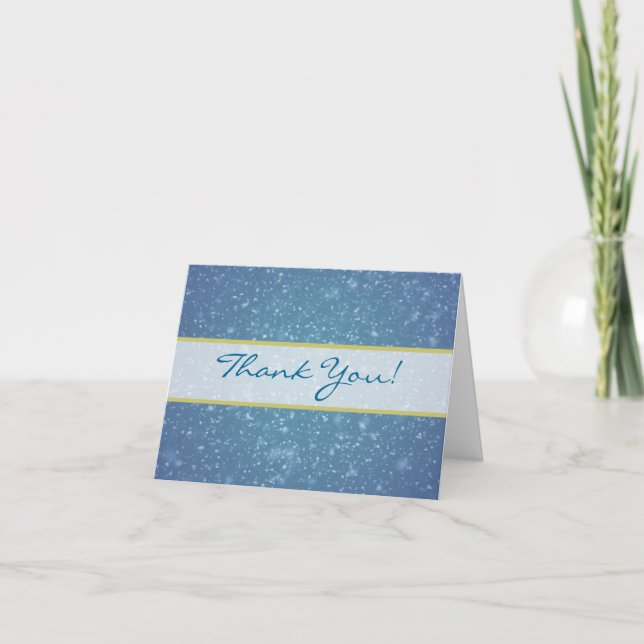 Tarjeta De Agradecimiento Boda Gracias A Wintery Glittering Snow (Anverso)