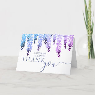 Tarjeta De Agradecimiento Boda Gracias Agua Wisteria Floral