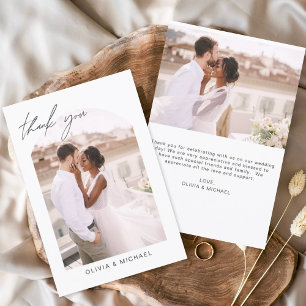 Tarjeta De Agradecimiento Boda Gracias Arco fotográfico Minimalista Romántic