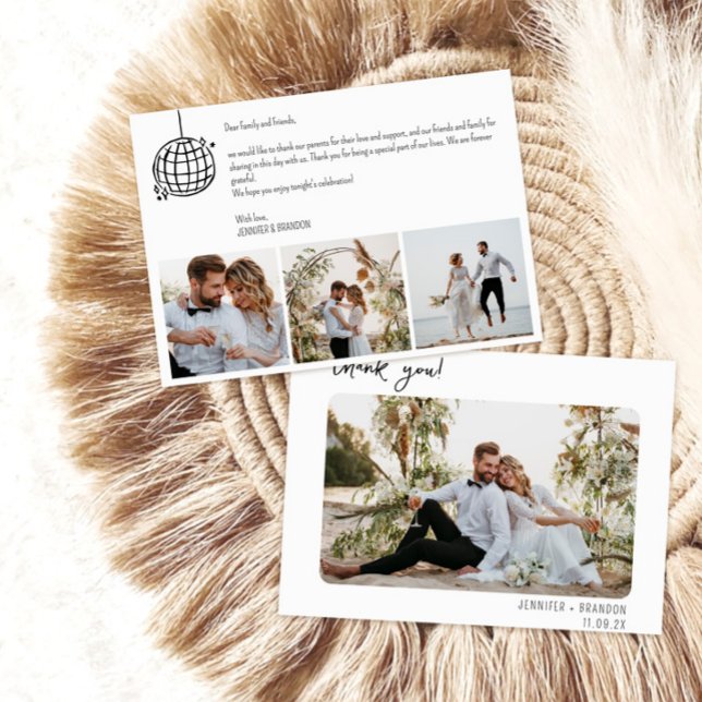 Tarjeta De Agradecimiento Boda gracias bolas de disco (Subido por el creador)