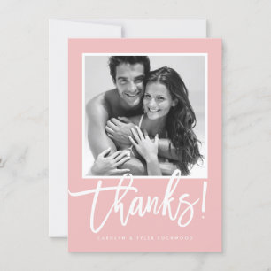 Tarjeta De Agradecimiento BODA GRACIAS bonito de caligrafía simple rosa