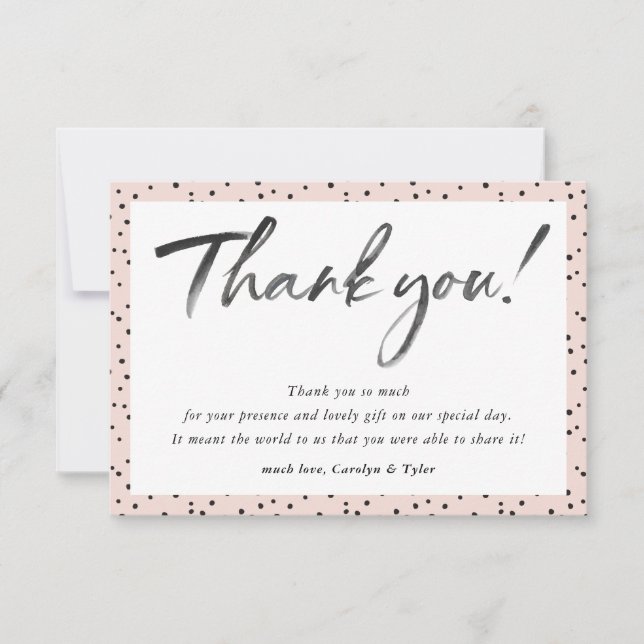 Tarjeta De Agradecimiento BODA GRACIAS caligrafía de tinta negra rosa (Anverso)