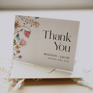 Tarjeta De Agradecimiento Boda Gracias Card Floral