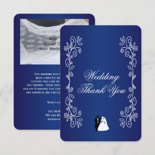 Tarjeta De Agradecimiento Boda Gracias Card Royal Blue Bride Groom