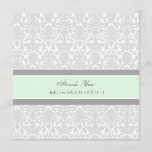 Tarjeta De Agradecimiento Boda Gracias Cartas Damasco Verde Gris