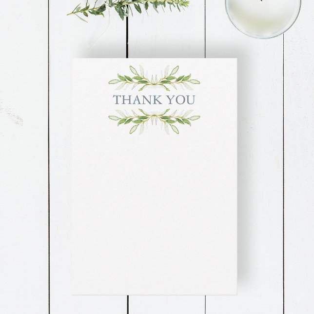 Tarjeta De Agradecimiento Boda Gracias Cartas Elegante Verdor (Thank you note cards watercolor botanical art by Victoria Grigaliunas of Do Tell A Belle)