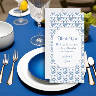 Tarjeta De Agradecimiento Boda Gracias Chinoiserie Delft Blue Pattern