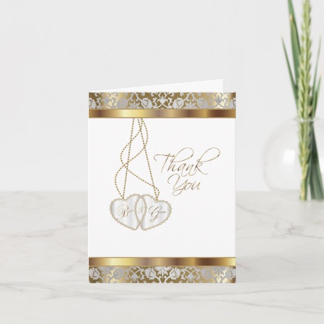 Tarjeta De Agradecimiento Boda Gracias desde Novia y Groom (Anverso)