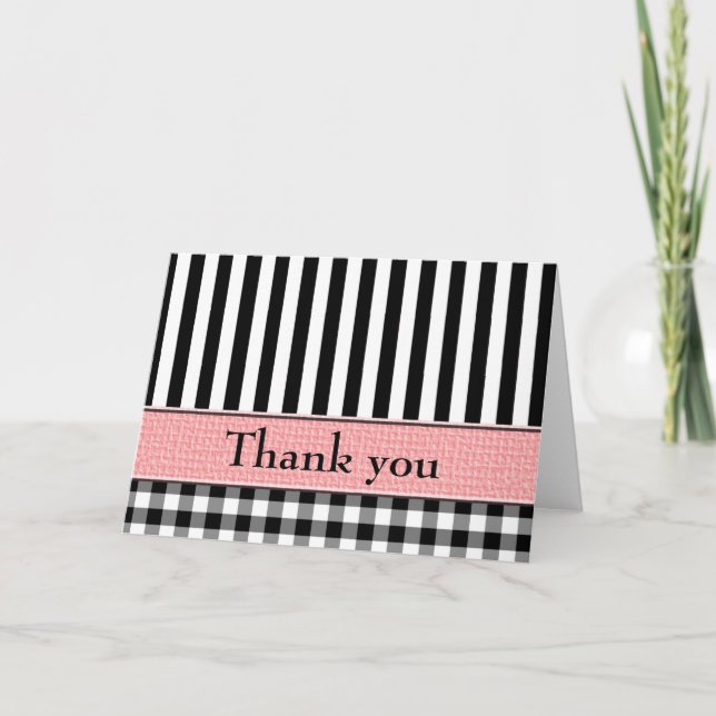 Tarjeta De Agradecimiento Boda Gracias Diseñador Blanco Negro (Anverso)