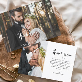 Tarjeta De Agradecimiento Boda Gracias Elegante Foto Escrita A Mano