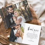 Tarjeta De Agradecimiento Boda Gracias Elegante Foto Escrita A Mano<br><div class="desc">Boda manuscrito Gracias Tarjetas que tienen una foto en la parte delantera y trasera. Las tarjetas de agradecimiento contienen una moderna tipografía de escritura cursiva con letras a mano que son elegantes,  simples y modernas para usar después de la minimalista celebración del día de la boda.</div>