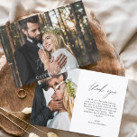 Tarjeta De Agradecimiento Boda Gracias Elegante Foto Escrita A Mano<br><div class="desc">Boda manuscrito Gracias Tarjetas que tienen una foto en la parte delantera y trasera. Las tarjetas de agradecimiento contienen una moderna tipografía de escritura cursiva con letras a mano que son elegantes,  simples y modernas para usar después de la minimalista celebración del día de la boda.</div>