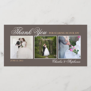 Tarjeta De Agradecimiento Boda Gracias en Mocha Brown Photo Card