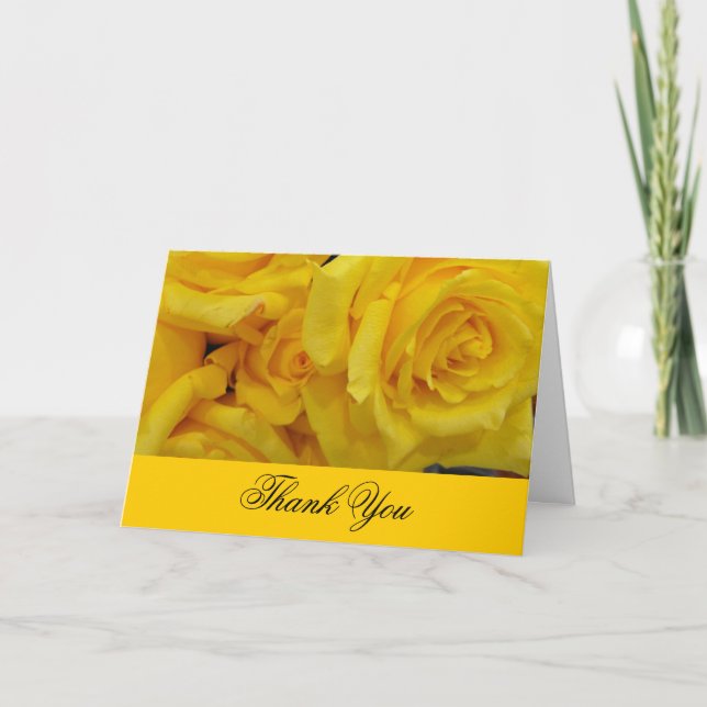 Tarjeta De Agradecimiento boda gracias flores de rosa amarillas (Anverso)