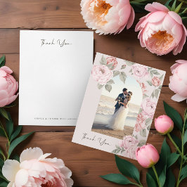 Tarjeta De Agradecimiento Boda Gracias Foto Arch Pink Peony Florals