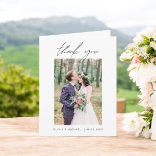 Tarjeta De Agradecimiento Boda Gracias Foto Minimalista