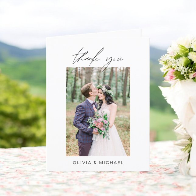 Tarjeta De Agradecimiento Boda Gracias Foto Minimalista (Subido por el creador)
