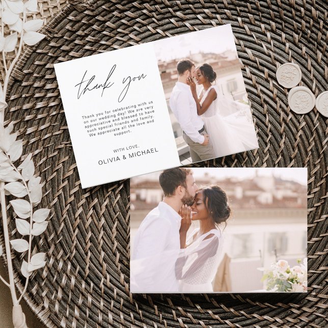 Tarjeta De Agradecimiento Boda Gracias Foto Minimalista Elegante (Subido por el creador)