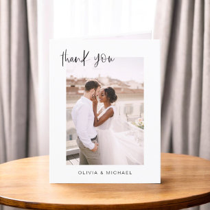 Tarjeta De Agradecimiento Boda Gracias Foto Minimalista Romántica