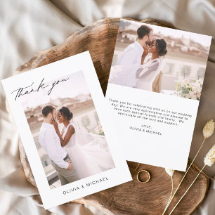 Tarjeta De Agradecimiento Boda Gracias Foto Minimalista Romántica