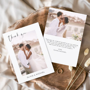 Tarjeta De Agradecimiento Boda Gracias Foto Minimalista Romántica