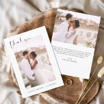 Tarjeta De Agradecimiento Boda Gracias Foto Minimalista Romántica<br><div class="desc">Boda Gracias Cartas que tienen una foto en el frente y en la parte de atrás. Las tarjetas de agradecimiento contienen una moderna tipografía de escritura cursiva con letras a mano que son elegantes,  simples y modernas para usar después de la minimalista celebración del día de la boda.</div>