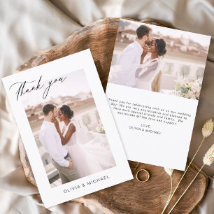 Tarjeta De Agradecimiento Boda Gracias Foto Minimalista Romántica