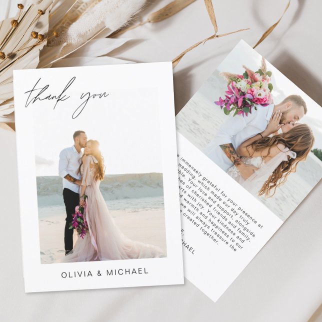 Tarjeta De Agradecimiento Boda Gracias Foto Minimalista Romántica (Subido por el creador)