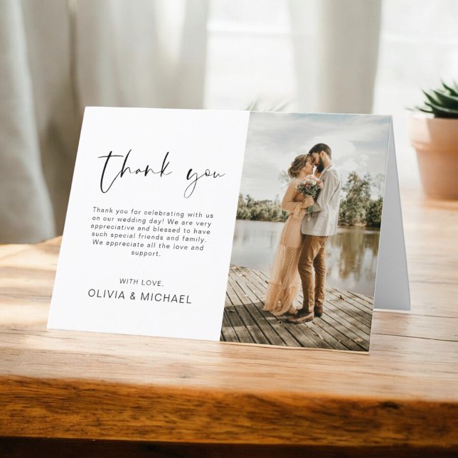 Tarjeta De Agradecimiento Boda Gracias Foto Minimalista Simple (Subido por el creador)