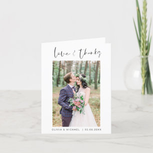 Tarjeta De Agradecimiento Boda Gracias Foto Minimalista Simple