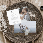 Tarjeta De Agradecimiento Boda Gracias Foto Simple Elegante<br><div class="desc">Boda Gracias Cartas que tienen una foto en el frente y en la parte de atrás. Las tarjetas de agradecimiento contienen una moderna tipografía de escritura cursiva con letras a mano que son elegantes,  simples y modernas para usar después de la celebración del día de la boda.</div>