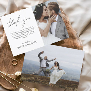Tarjeta De Agradecimiento Boda Gracias Foto Simple Elegante Moderno