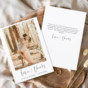 Tarjeta De Agradecimiento Boda Gracias Foto Simple Minimalista
