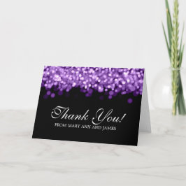 Tarjeta De Agradecimiento Boda "Gracias" Luces Moradas