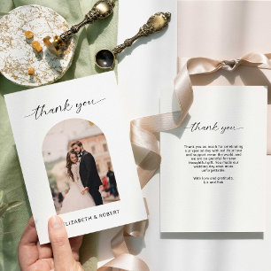 Tarjeta De Agradecimiento Boda Gracias Marco moderado de arco fotográfico mo