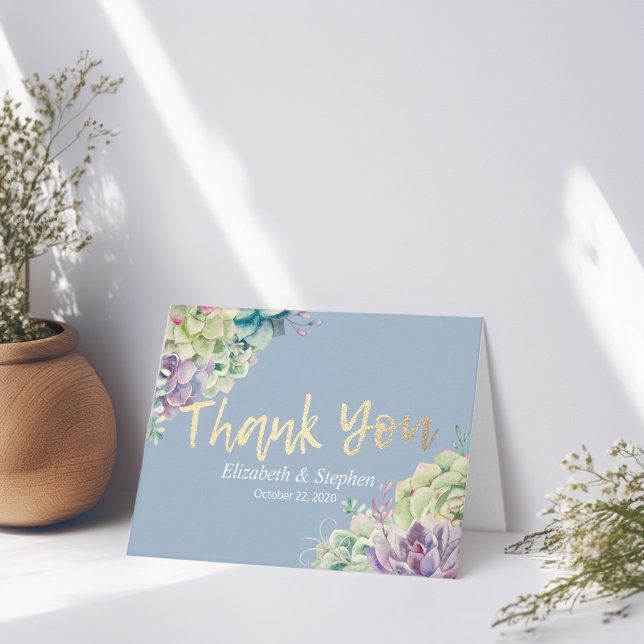 Tarjeta De Agradecimiento Boda Gracias Moda Agua Plantas Suculentas (Subido por el creador)