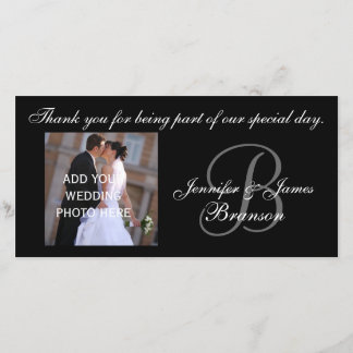 Tarjeta De Agradecimiento Boda Gracias Monograma B y mensaje