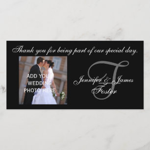 Tarjeta De Agradecimiento Boda Gracias Monograma F y mensaje