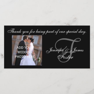 Tarjeta De Agradecimiento Boda Gracias Monograma F y mensaje