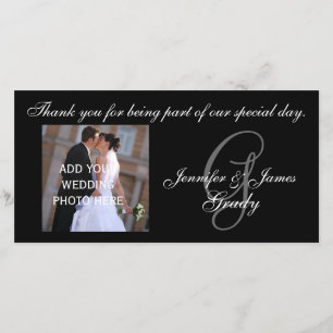 Tarjeta De Agradecimiento Boda Gracias Monograma G y mensaje