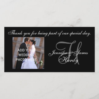 Tarjeta De Agradecimiento Boda Gracias Monograma H y mensaje