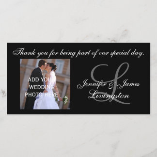 Tarjeta De Agradecimiento Boda Gracias Monograma y Fotografía Pareja